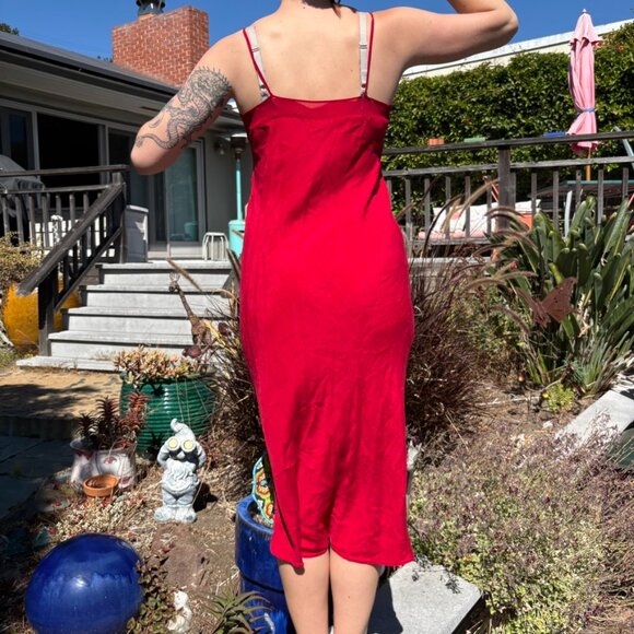 Beautiful vintage red slip dress with floral pattern - Picture 3 of 5